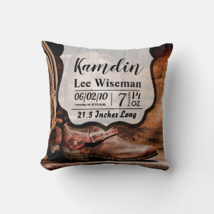 Coussin de naissance personnalisé Bottes Cowboy Ba
