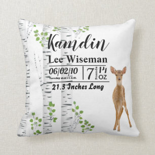 Coussin de naissance personnalisé Deer Doe Woodlan