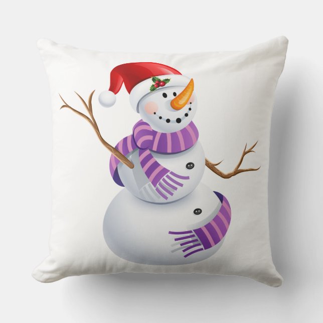 Coussin de Noël à jeter-Bonhomme de neige (Recto)