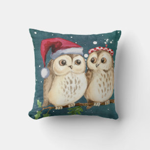 Coussin de Noël aux chouettes mignonnes décoration