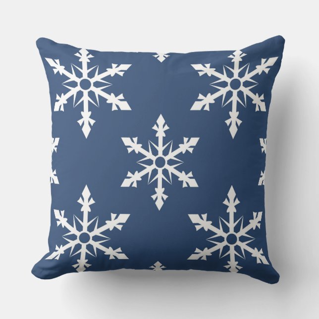 Coussin de Noël bleu/vert Flocon de neige réversib (Recto)