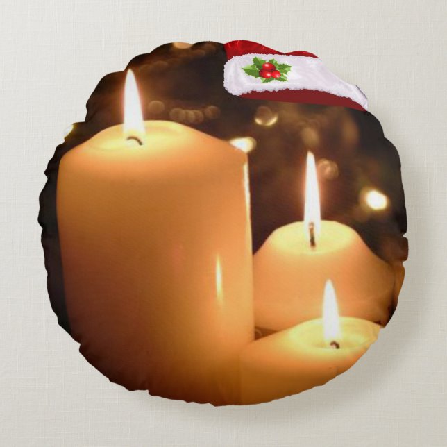 Coussin de Noël, bougie de Noël (Devant)