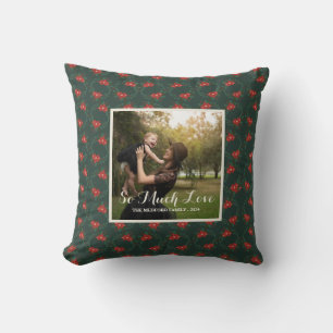 Coussin de Noël Classique à Cadre Floral avec Phot