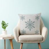 Coussin de Noël de Burlap Aqua Snowflake/Reindeer (Chaise)