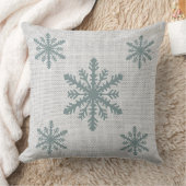Coussin de Noël de Burlap Aqua Snowflake/Reindeer (Couverture)