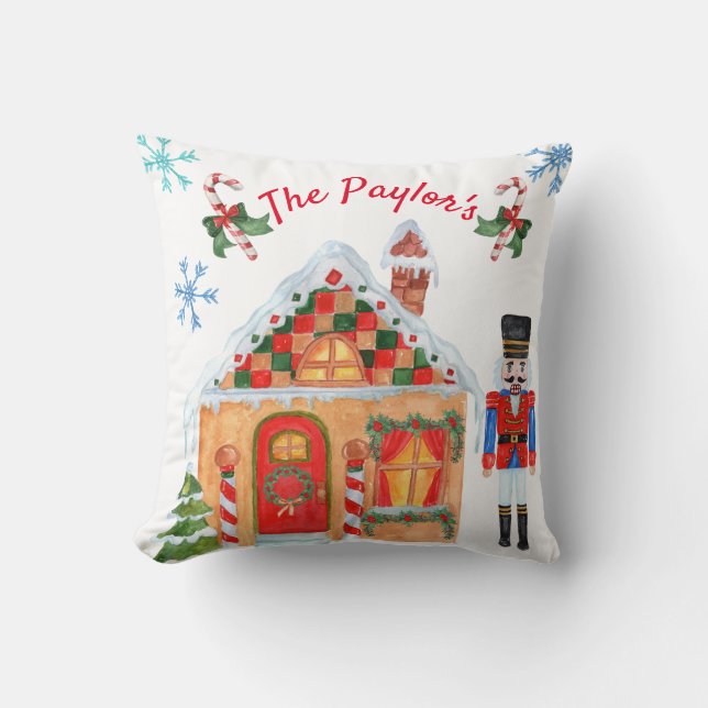 Coussin de Noël de casse-noix d'aquarelle (Recto)