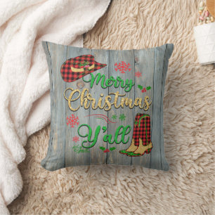 Coussin de Noël de la cow-girl rouge et noire