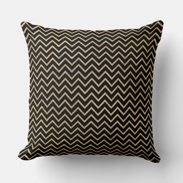 Coussin de Noël de luxe – Noir, Blanc & Or (Recto)