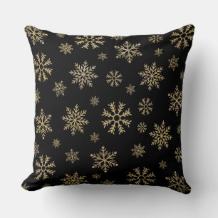 Coussin de Noël de luxe – Noir, Blanc & Or