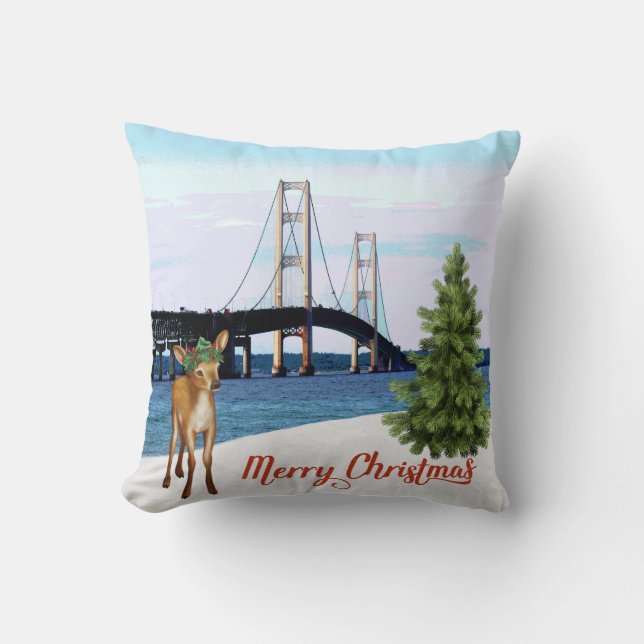 Coussin de Noël de pont de Mackinac (Recto)