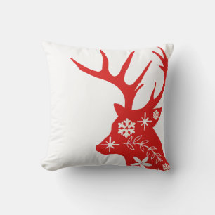Coussin de Noël des Cerfs rouges et blancs