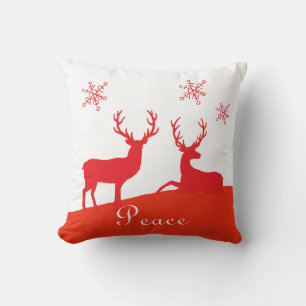 Coussin de Noël des Cerfs rouges et blancs Paix