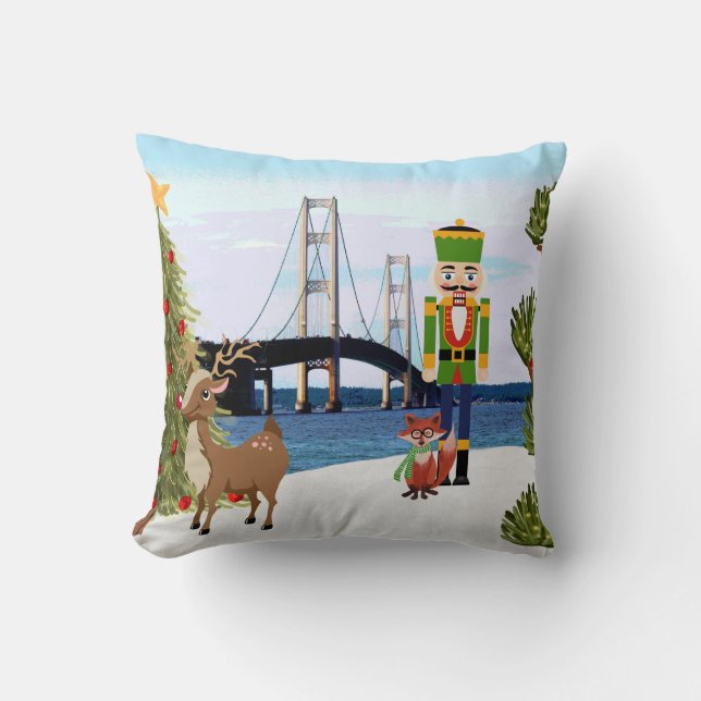 Coussin de Noël du pont Mackinac (Recto)