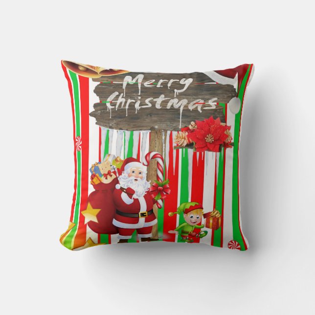 Coussin de Noël, Elfe Père Noël (Recto)