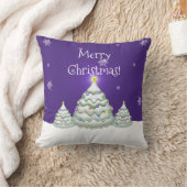 Coussin de Noël en forme de sapin enneigé violet (Couverture)
