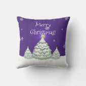 Coussin de Noël en forme de sapin enneigé violet (Verso)