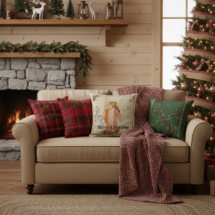 Coussin de Noël en toile de jute ange