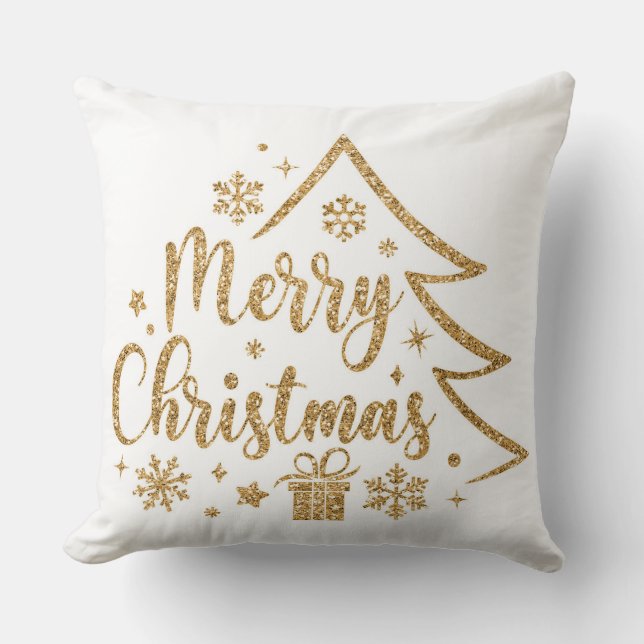 Coussin de Noël flocons de neige Joyeux Noël (Recto)