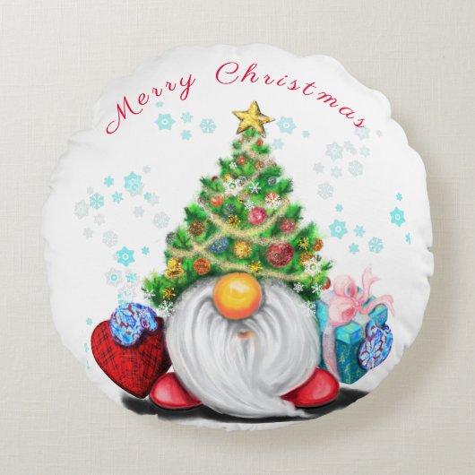 Coussin de Noël Gnome Round (Devant)