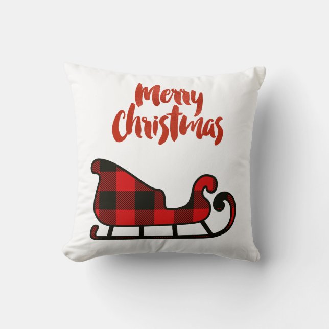 Coussin de Noël Joyeux de bûcheron de bison (Recto)