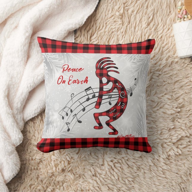 Coussin de Noël Kokopelli, rouge et noir (Couverture)
