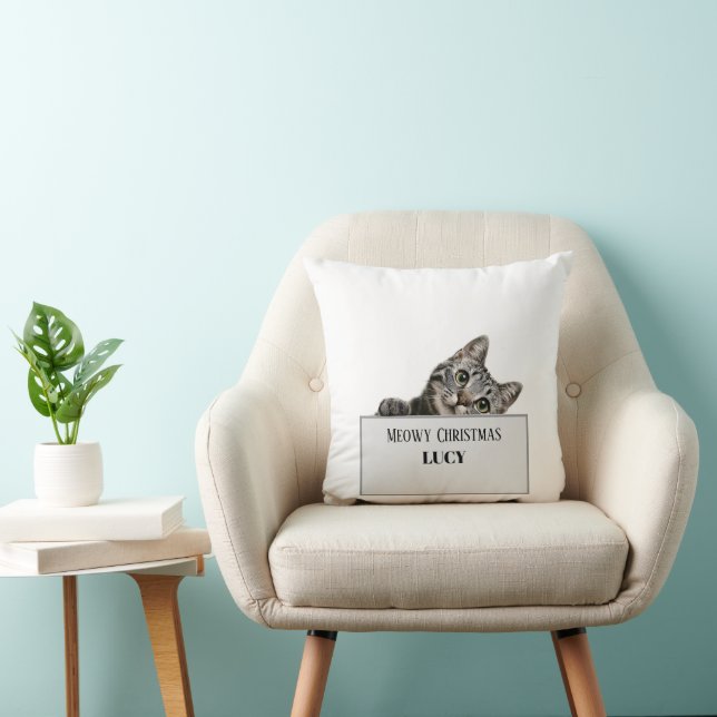 Coussin de Noël Meowy – Vacances de Holly Paws  (Chaise)