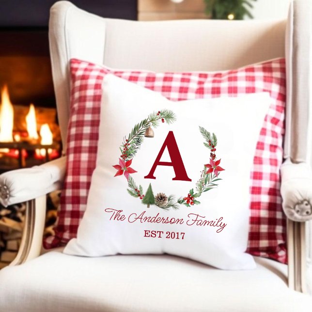 Coussin de Noël Monogramme personnalisé (Créateur téléchargé)