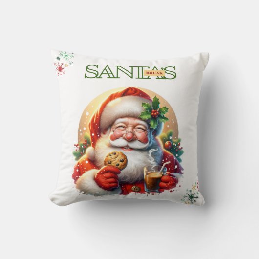Coussin de Noël Pause Café de Santa (Recto)