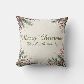 Coussin de Noël personnalisé avec le nom de famill