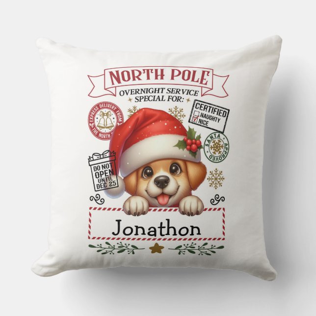 Coussin de Noël pour chiot festif Petit Chien (Recto)