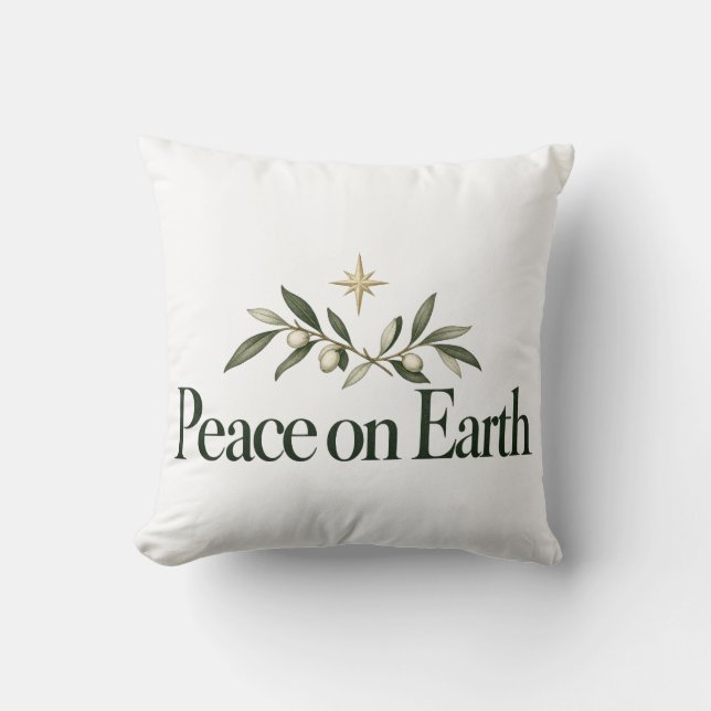 Coussin de Noël Rameau d'Olive Paix sur Terre (Recto)