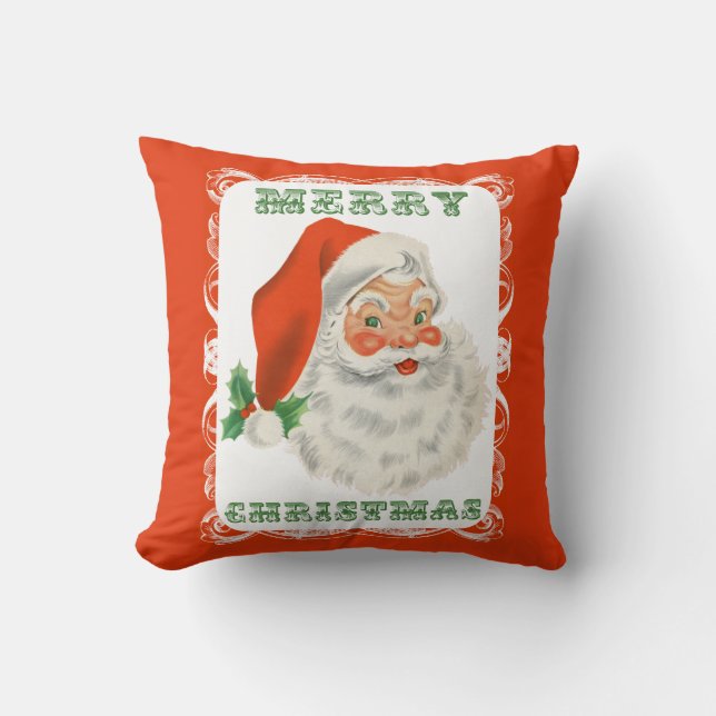 Coussin de Noël Rétro Père Noël (Recto)