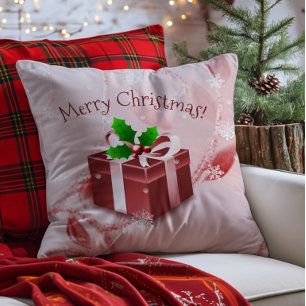Coussin de Noël rouge en jeté