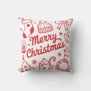 Coussin de Noël Rouge et Blanc Joyeux Noël