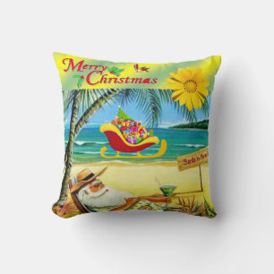 Coussin de Noël, Santa Claus de plage estivale