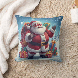 Coussin de Noël Santa Cool – Charme Festif pour Es