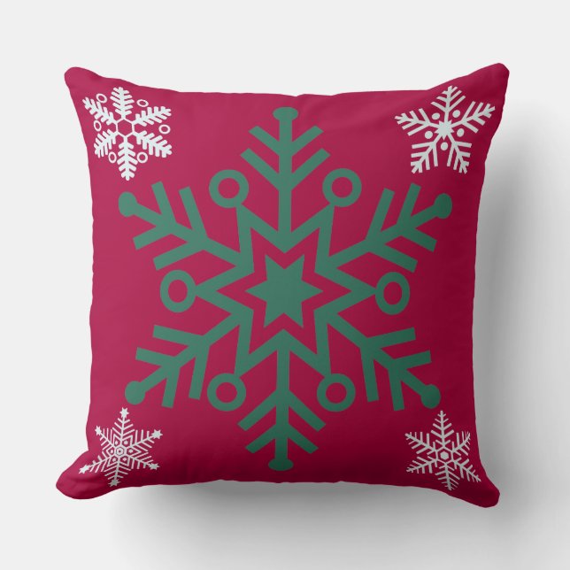 Coussin de Noël Snowflake/Reindeer Red Stripe (Recto)