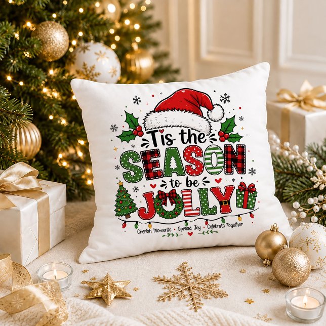 Coussin de Noël traditionnel citation rouge vert (Christmas Throw Pillow Traditional Quote Red Green)