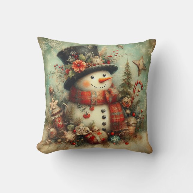 Coussin de Noël vintage à jeter (Recto)