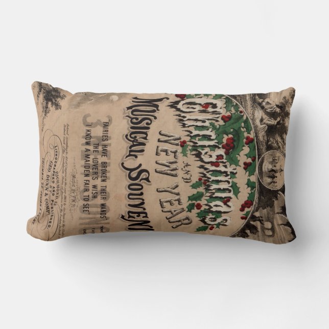 Coussin de Noël vintage, affiche musicale de théât (Recto)
