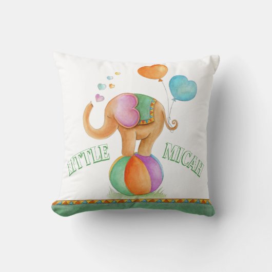 coussin de nom de bébé d'éléphant Brown (Recto)