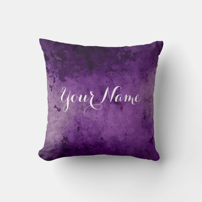 Coussin de nom de dégradé violet personnalisable (Recto)