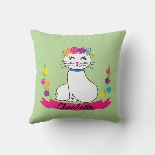 coussin de nom personnalisé pour chat mignon (Verso)
