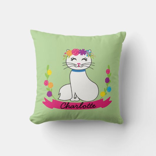 coussin de nom personnalisé pour chat mignon (Recto)