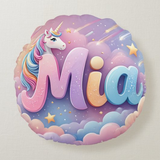 Coussin de nom Unicorne Pastel personnalisé (Devant)