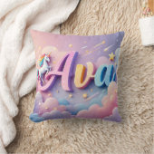Coussin de nom Unicorne Pastel personnalisé (Couverture)