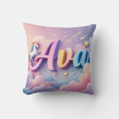 Coussin de nom Unicorne Pastel personnalisé (Recto)