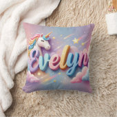Coussin de nom Unicorne Pastel personnalisé (Couverture)