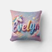 Coussin de nom Unicorne Pastel personnalisé (Recto)