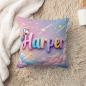 Coussin de nom Unicorne Pastel personnalisé (Couverture)